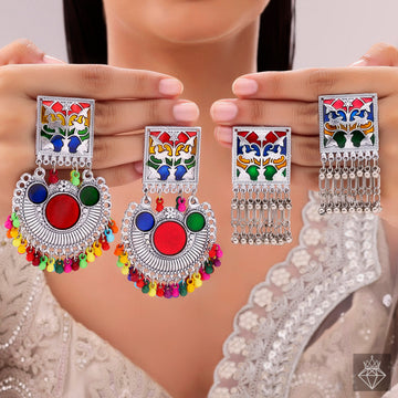 Buy One Get One✨Colourful Traditional Earrings By PRAO (Two Pairs)