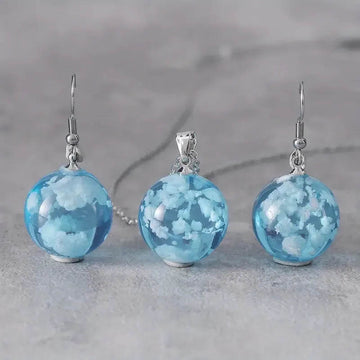 Anti-Tarnish Resin Ball Earring Pendant Set With Earrings By PRAO