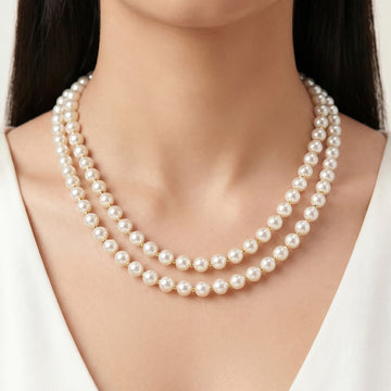 PRAO Necklace Anti-Tarnish Double-Line Pearl
