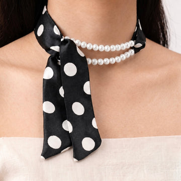 PRAO 5-IN-1 Satin & Pearl Necklace Cum Bracelet
