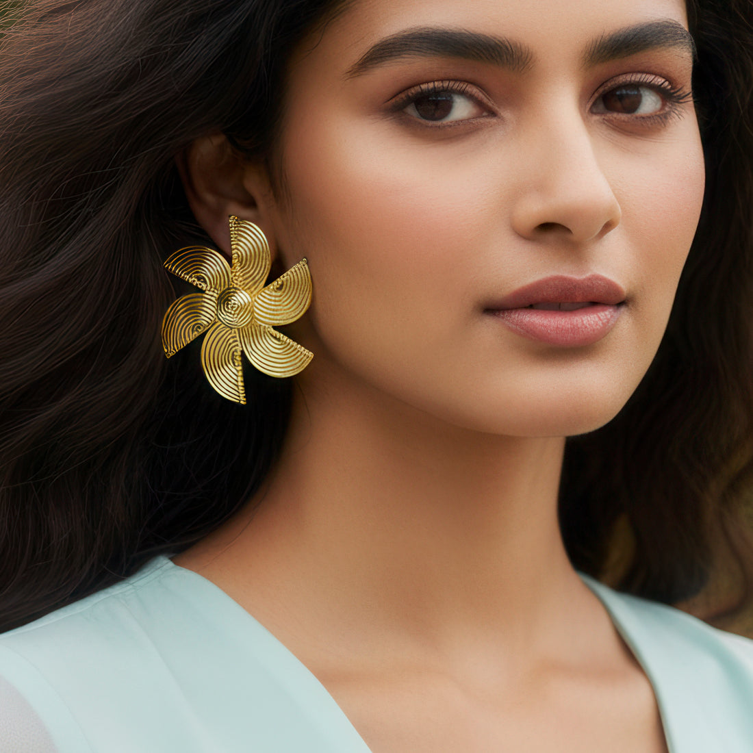 PRAO Anti-Tarnish Fan Shape Studs