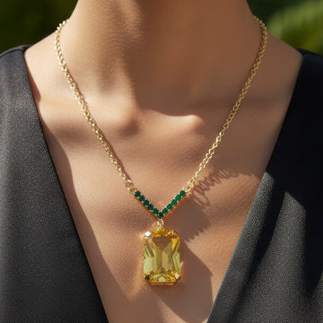 PRAO Necklace Anti-Tarnish V-Shape Pendant Set with Earrings