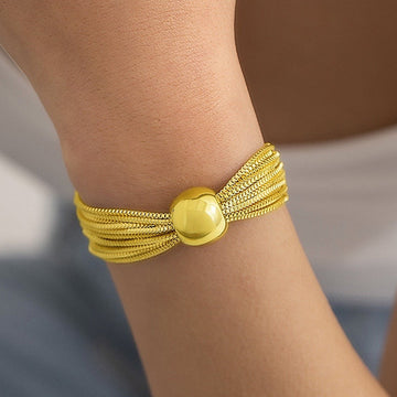PRAO Bracelet Anti-Tarnish Golden Box Chain (Adjustable Size)