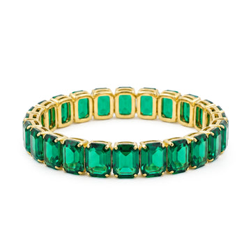 PRAO Bracelet Anti-Tarnish Emerald Green Stretchable Bangle (Adjustable Size)