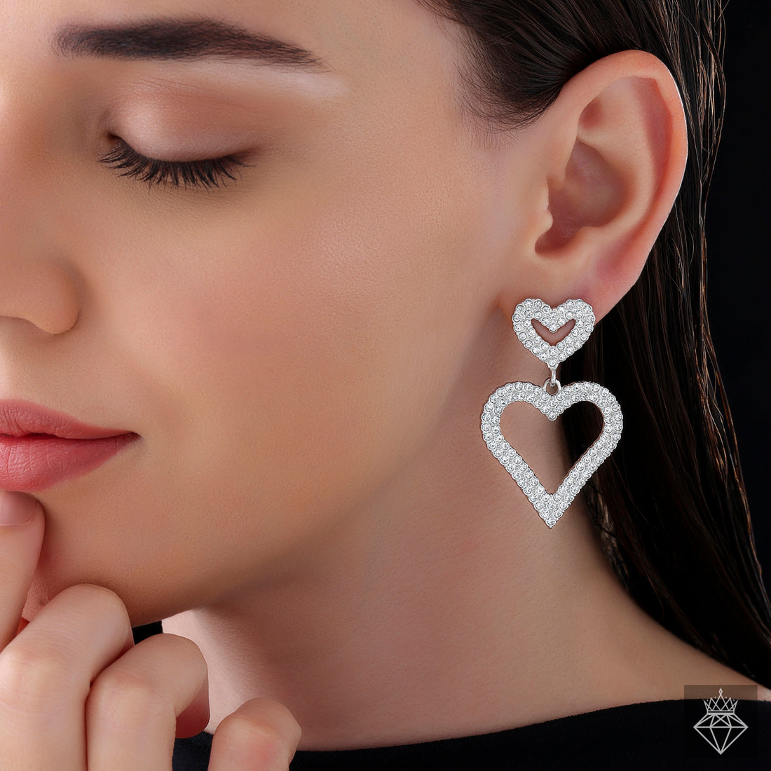 Anti-Tarnish Scintillating Crystal Heart Statement Earrings✨