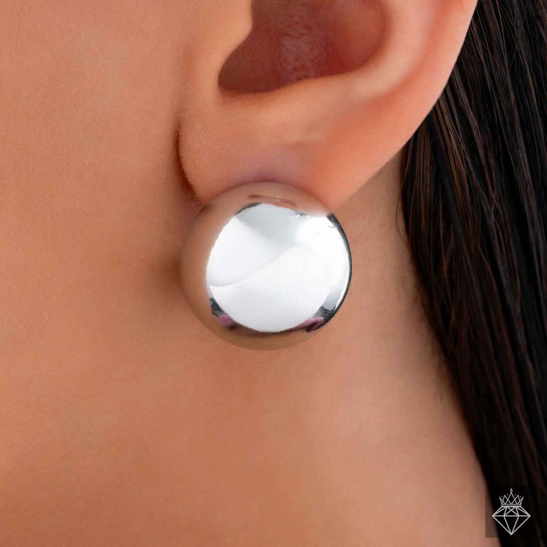 Bold Simplicity: Oversize CCB Silver Sphere Studs By PRAO