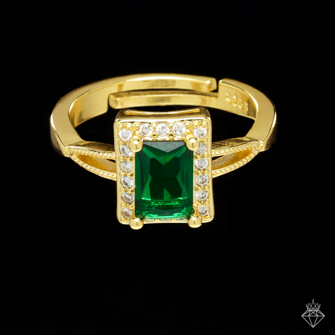 Anti-Tarnish Emerald Cut Ring By PRAO (Adjustable Size)