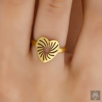 Anti-Tarnish Sun Heart Band Ring By PRAO (Adjustable Size)