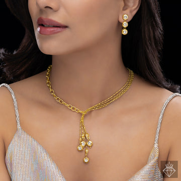 PRAO Anti-Tarnish Crystal Y Necklace Set With Earrings✨