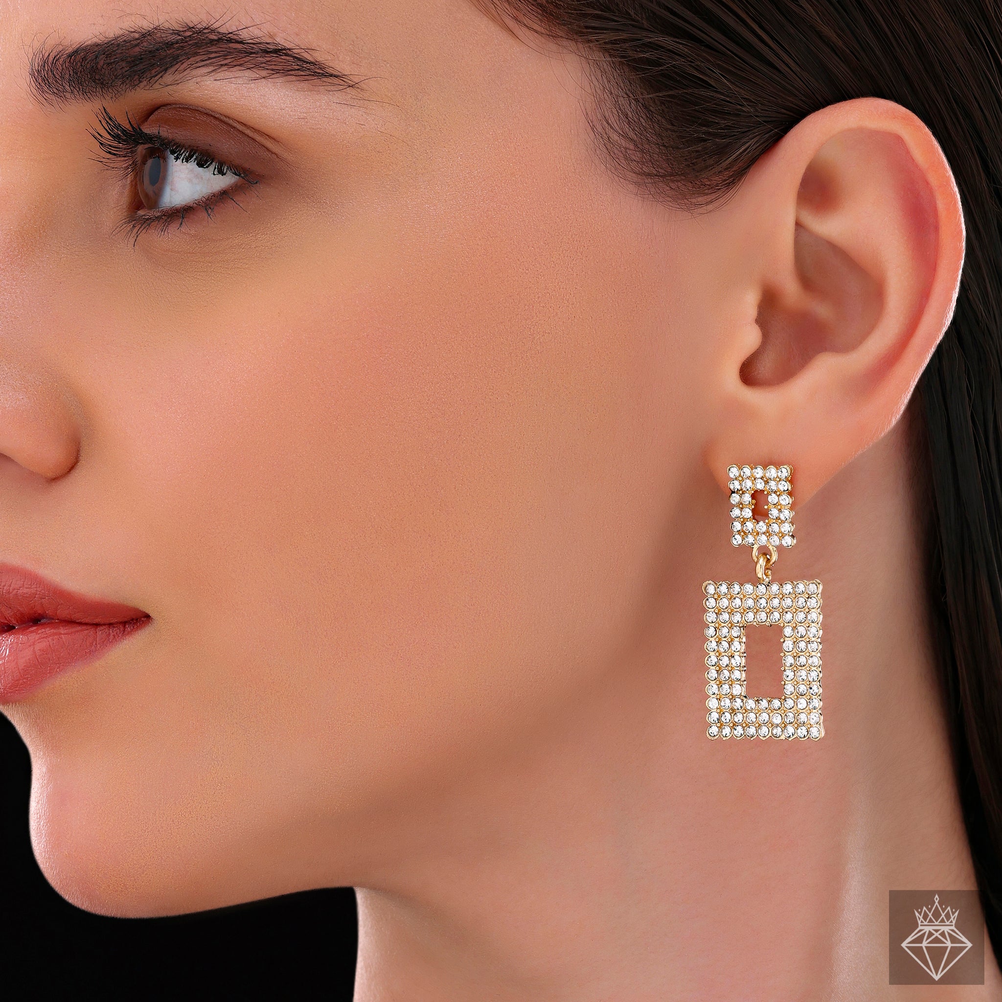 Anti-Tarnish Bold & Gold Diamond Studded Statement Earrings