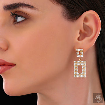 Anti-Tarnish Bold & Gold Diamond Studded Statement Earrings