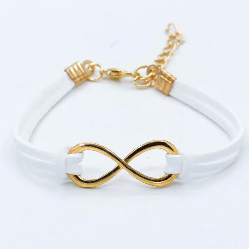 Anti-Tarnish Gold Plated Infinity Suede Bracelet