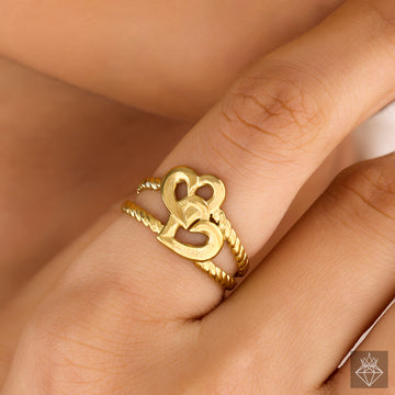 Anti-Tarnish Interlinked Double Heart Band Ring By PRAO (Adjustable Size)