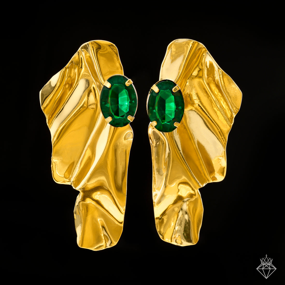 Anti-Tarnish Golden Emerald Earrings✨By PRAO