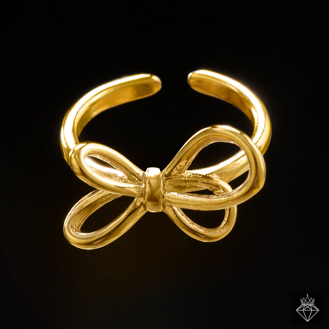 Anti-Tarnish Golden Bow Motif Ring By PRAO (Adjustable Size)