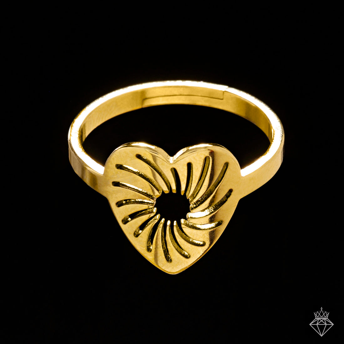 Anti-Tarnish Sun Heart Band Ring By PRAO (Adjustable Size)