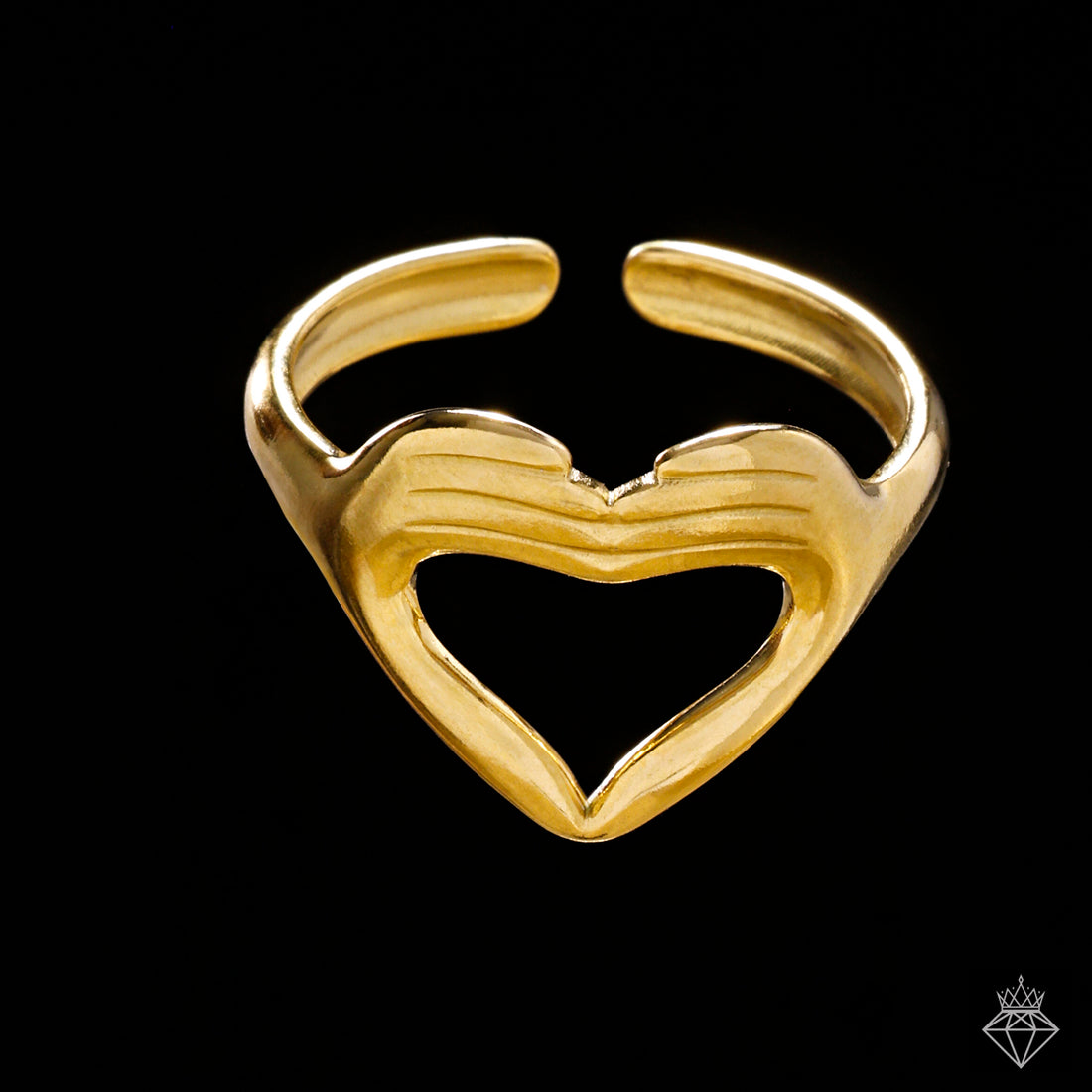 Anti-Tarnish Gold Plated Heart Ring By PRAO (Adjustable Size)