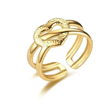 Anti-Tarnish Gold Plated Heart Ring By PRAO (Adjustable Size)