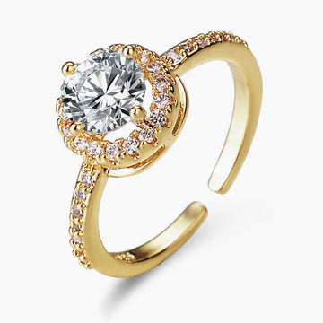 Gold Plated Solitaire Ring✨ Anti-Tarnish (Adjustable Size)