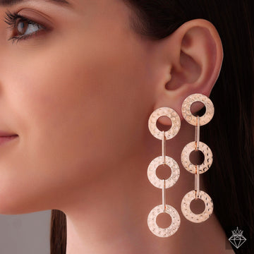 PRAO Radiant Trio Rose Gold Finish Danglers