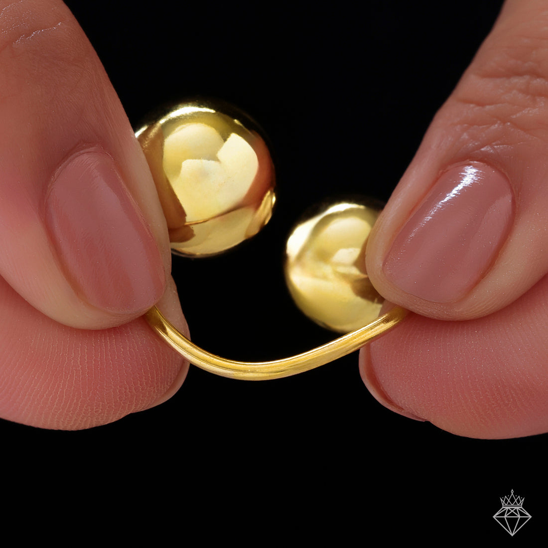 Anti-Tarnish Golden Balls Openable Ring By PRAO