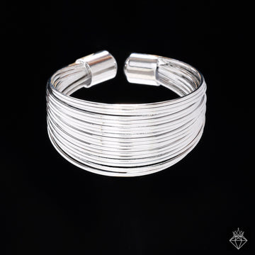 Sleek Silver Multi-Wire Band Ring By PRAO (Adjustable Size)