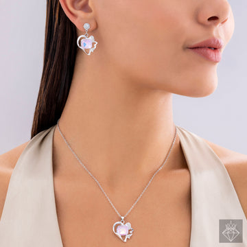 Anti-Tarnish Heart Crystal Pendant Set By PRAO