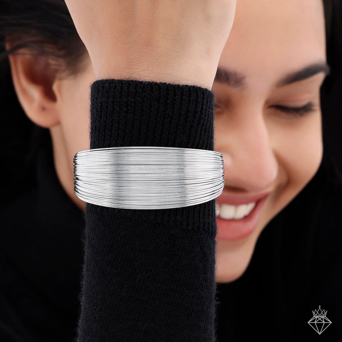 Contemporary Silver Layered Anti-Tarnish Bangle Bracelet By PRAO