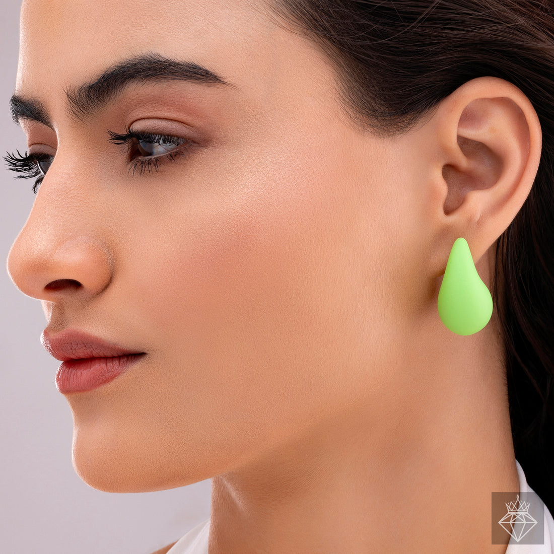 PRAO Acrylic Neon Green Cashew Stud Earrings