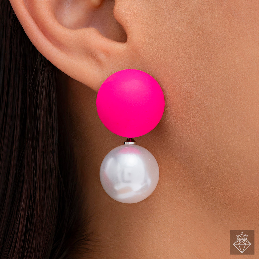 PRAO Pearl Hanging Pink Coated Dangle Earrings