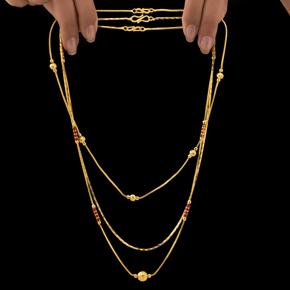 PRAO Anti-Tarnish Triple-Layer Gold-Plated Necklace