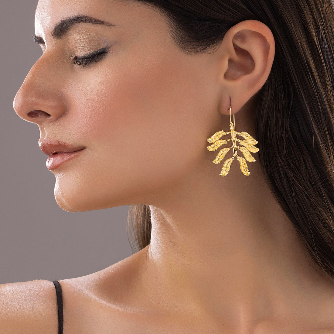 PRAO Anti-Tarnish Leafy Branch Dangle Earrings