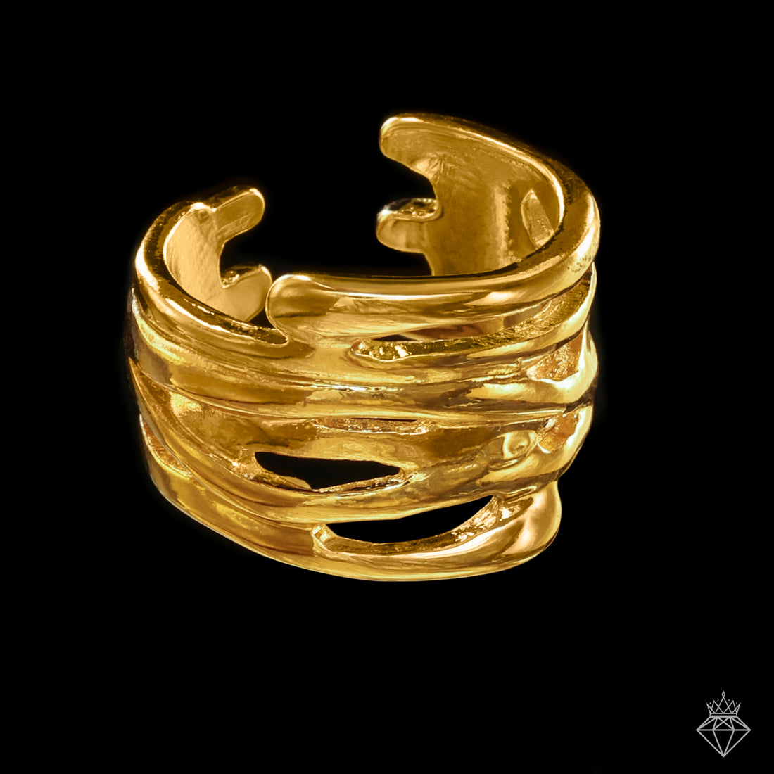 2 Anti-Tarnish Gold Plated Rings By PRAO (Adjustable Size)