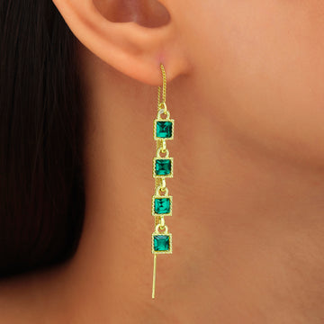 Long Anti-Tarnish Gleaming Emerald Danglers✨ By PRAO