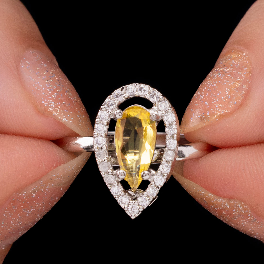 PRAO Anti-Tarnish Drop Stone AD Ring
