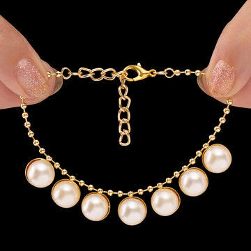 PRAO Anti-Tarnish Studded Pearl Chain Bracelet