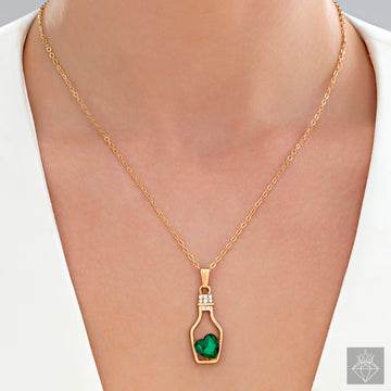 Anti-Tarnish Heart-Shaped Emerald Crystal Necklace By PRAO