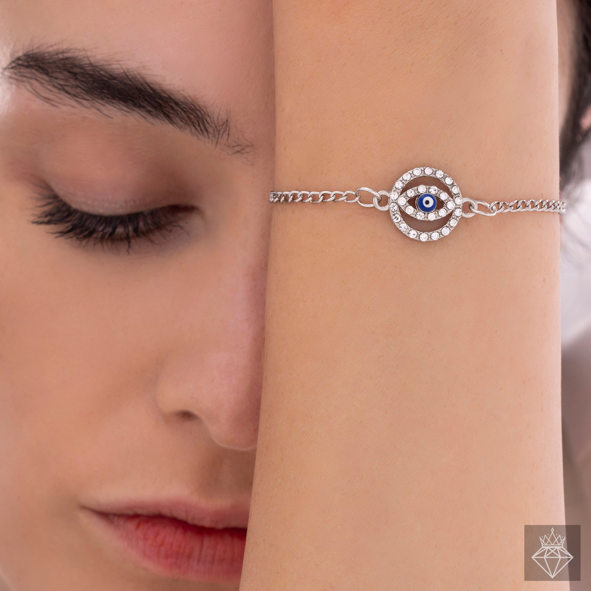 Anti-Tarnish Mystical Evil Eye Crystal Chain Bracelet By PRAO