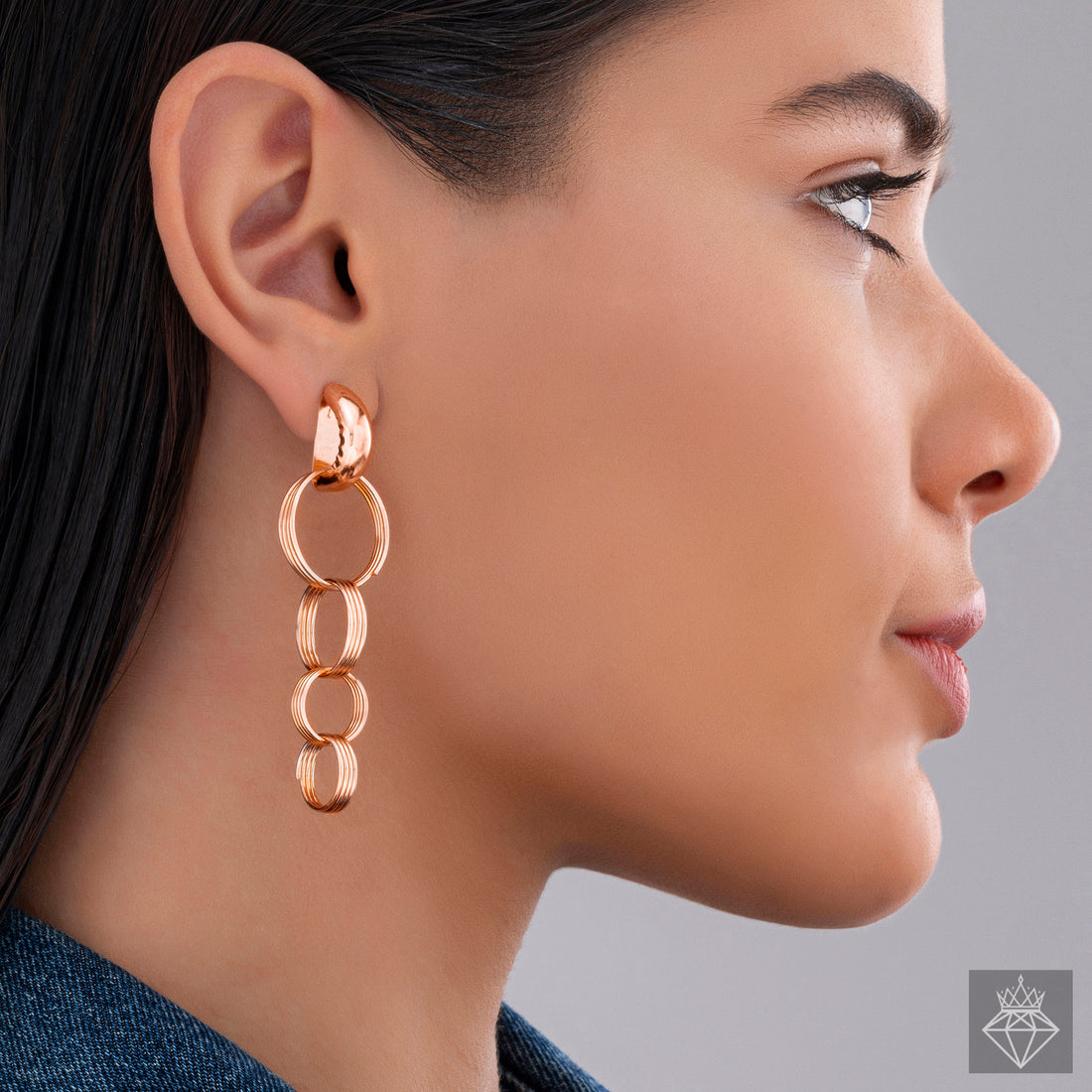 Rose Gold Large Interlinked Graduation Earrings By PRAO