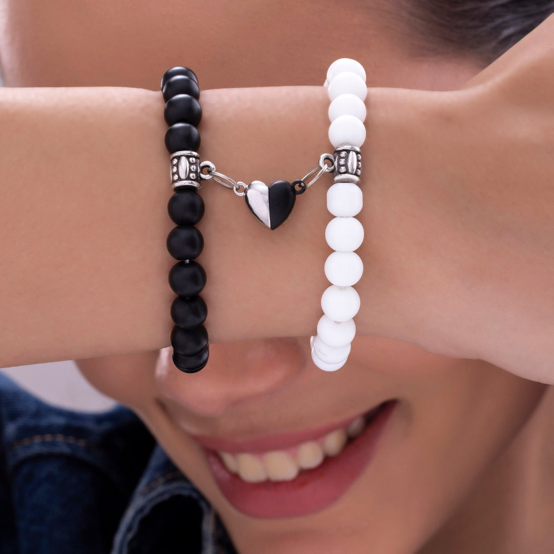 Magnetic Love✨Black & White Beads Bracelet By PRAO