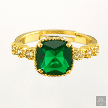 Emerald Embrace✨ Cushion Cut Ring By PRAO (Adjustable Size)