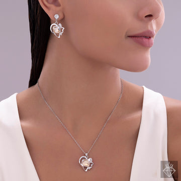 Anti-Tarnish Crystal Heart Shape Necklace Set With Earrings✨By PRAO