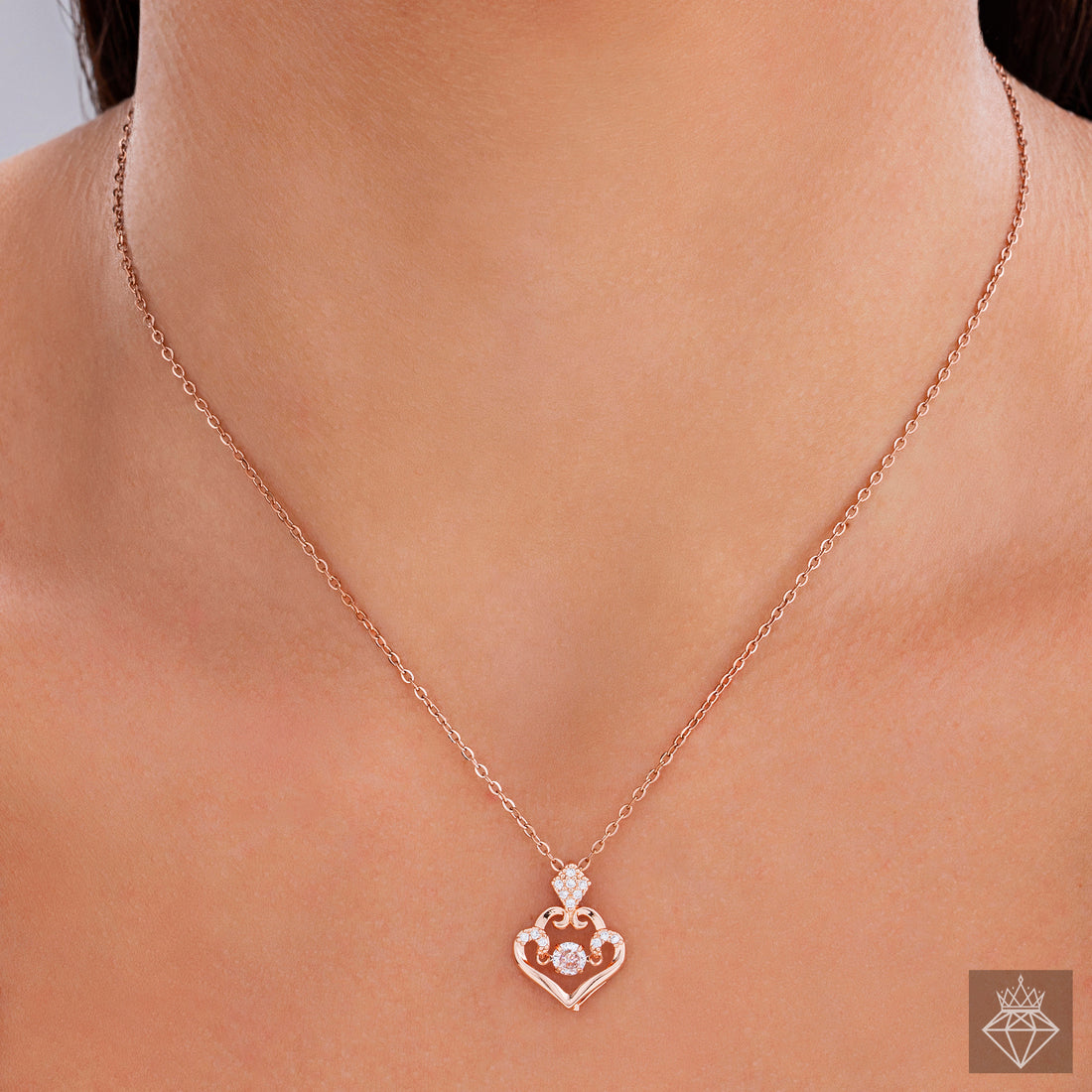 PRAO Exclusive Queen Heart Pendant Adorned With Dazzling Crystals