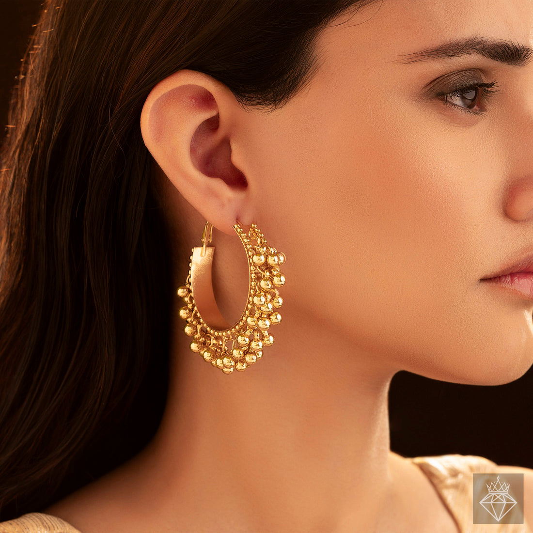 Anti-Tarnish Hoops with Ghungroo Charms By PRAO