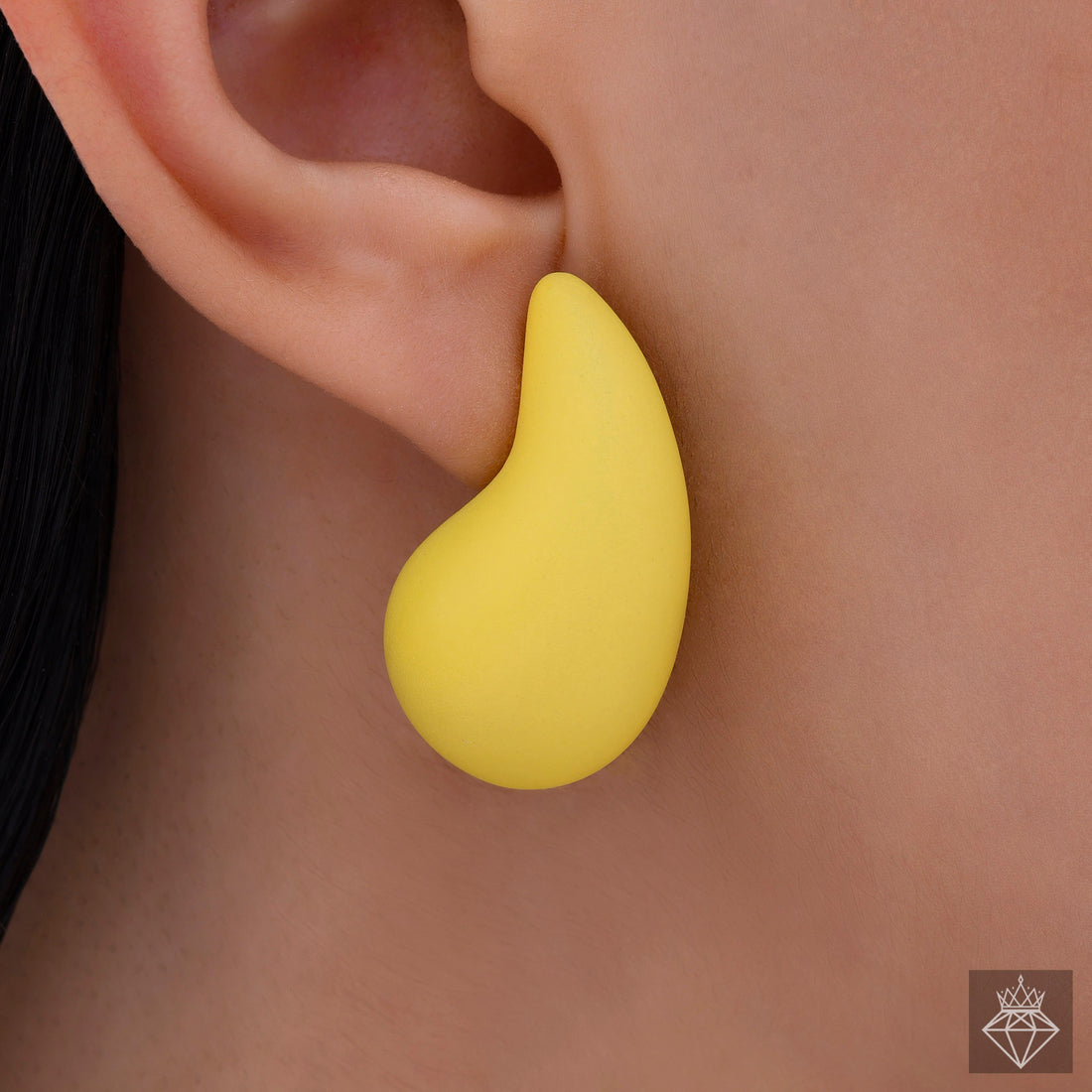 PRAO Acrylic Yellow Cashew Stud Earrings