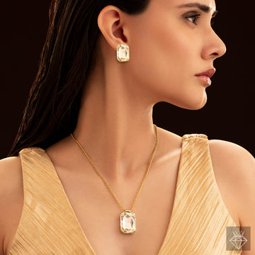 Anti-Tarnish Royal Crystal Pendant Set By PRAO