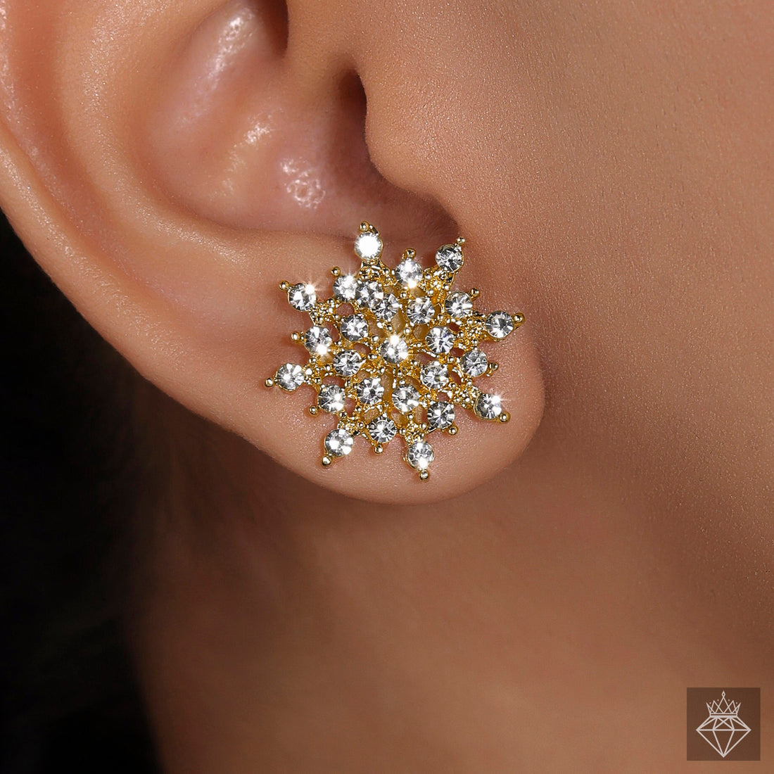 Glittering Crystal Flower Studs By PRAO