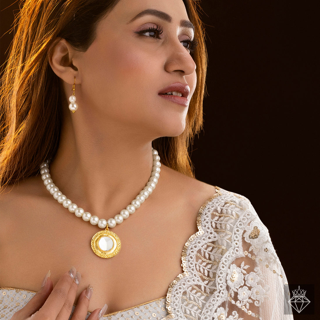 PRAO Anti-Tarnish Pearl Pendant Necklace Set With Earrings