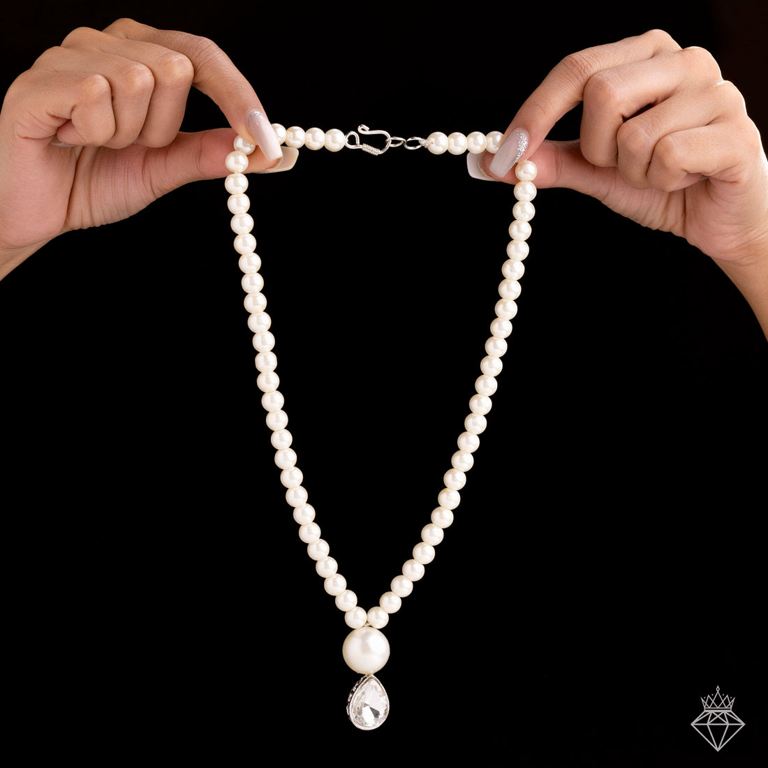 PRAO Elegant Crystal Pearl Necklace with Earrings