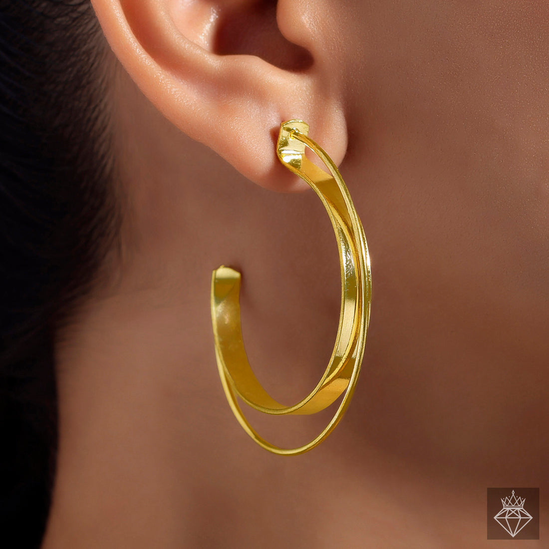 Anti-Tarnish C Shape Gold Plated Hoops By PRAO